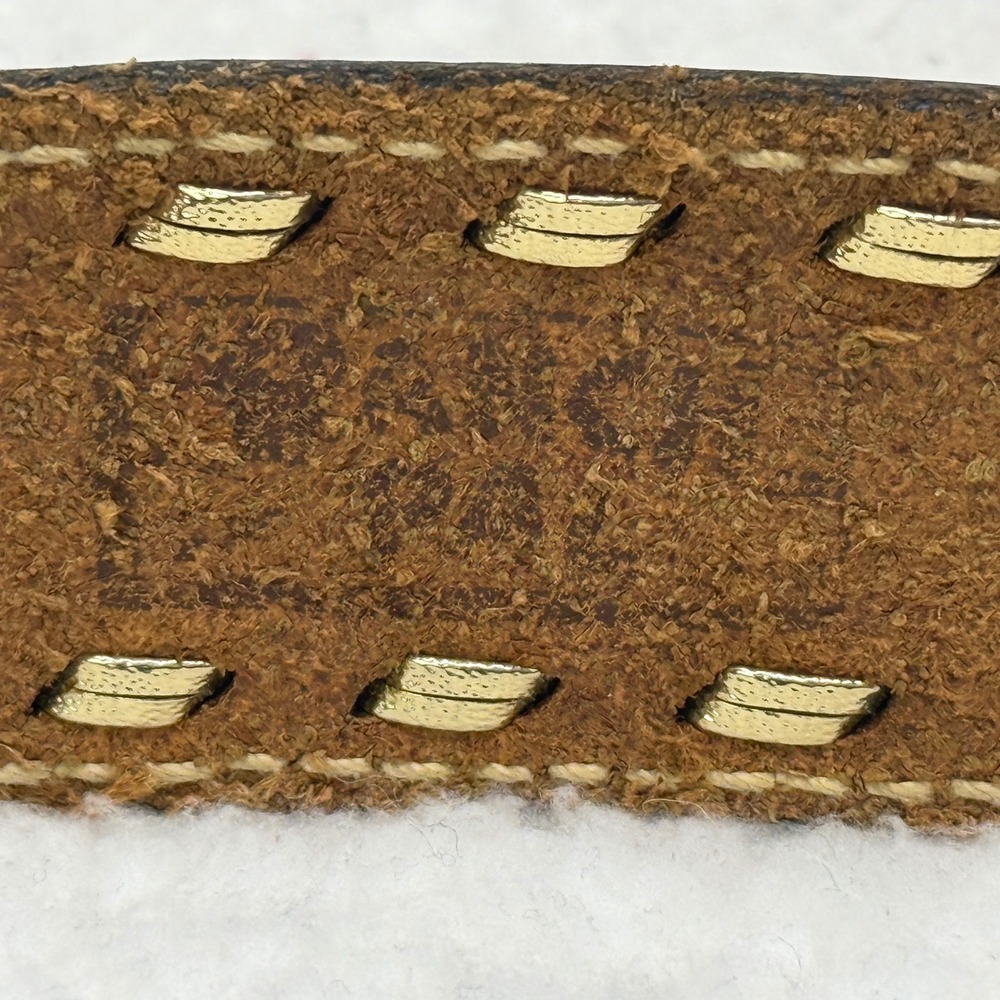 Vintage Hand Tooled Leather Belt Brown Southwestern Sunburst KING Ranch Wear M L - Picture 10 of 13